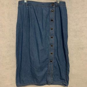 ELISABETH (Liz Claiborne) Chambray Midi Skirt Women's Plus Size 16